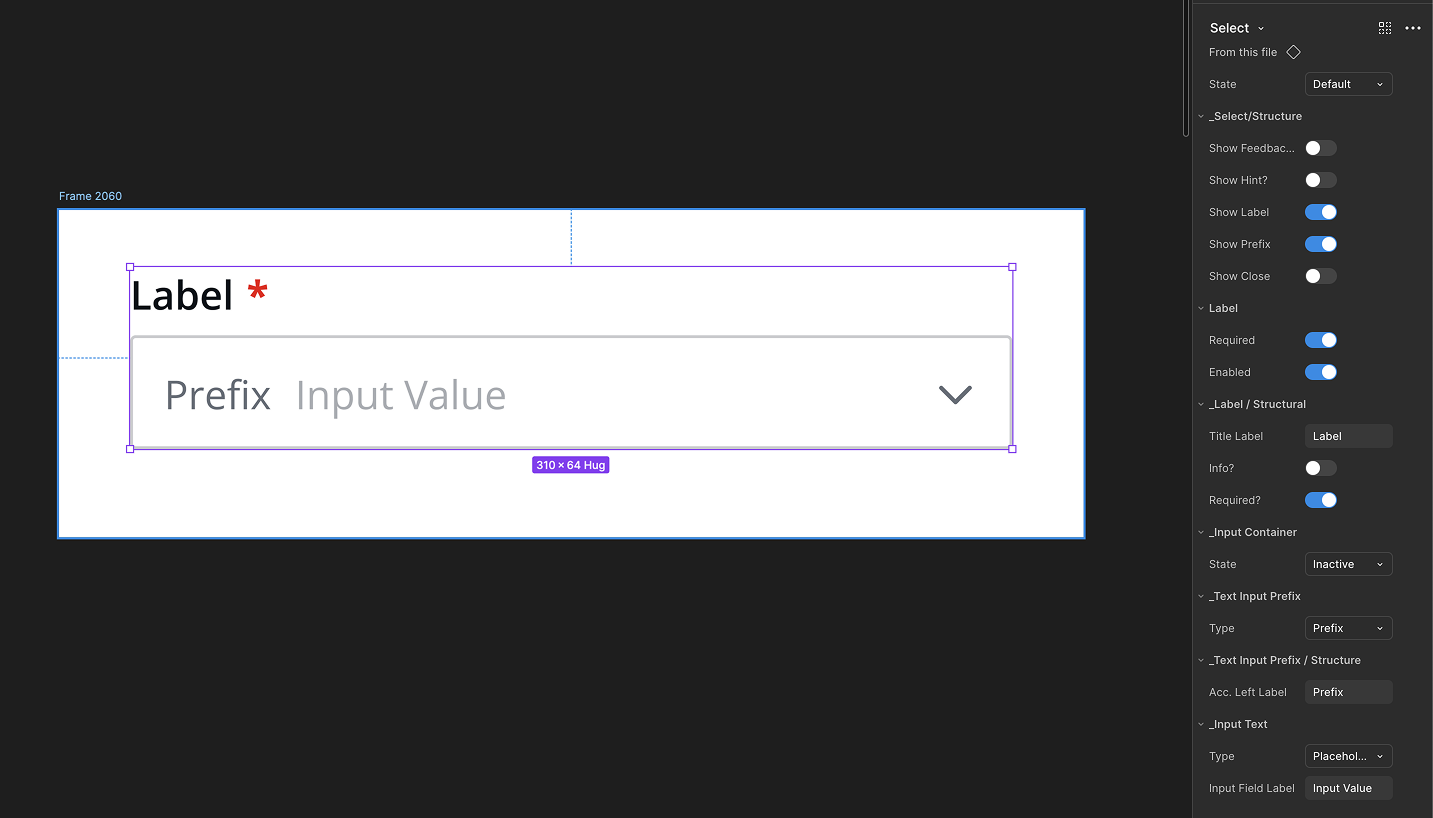 Token structure — Dropdown component setup