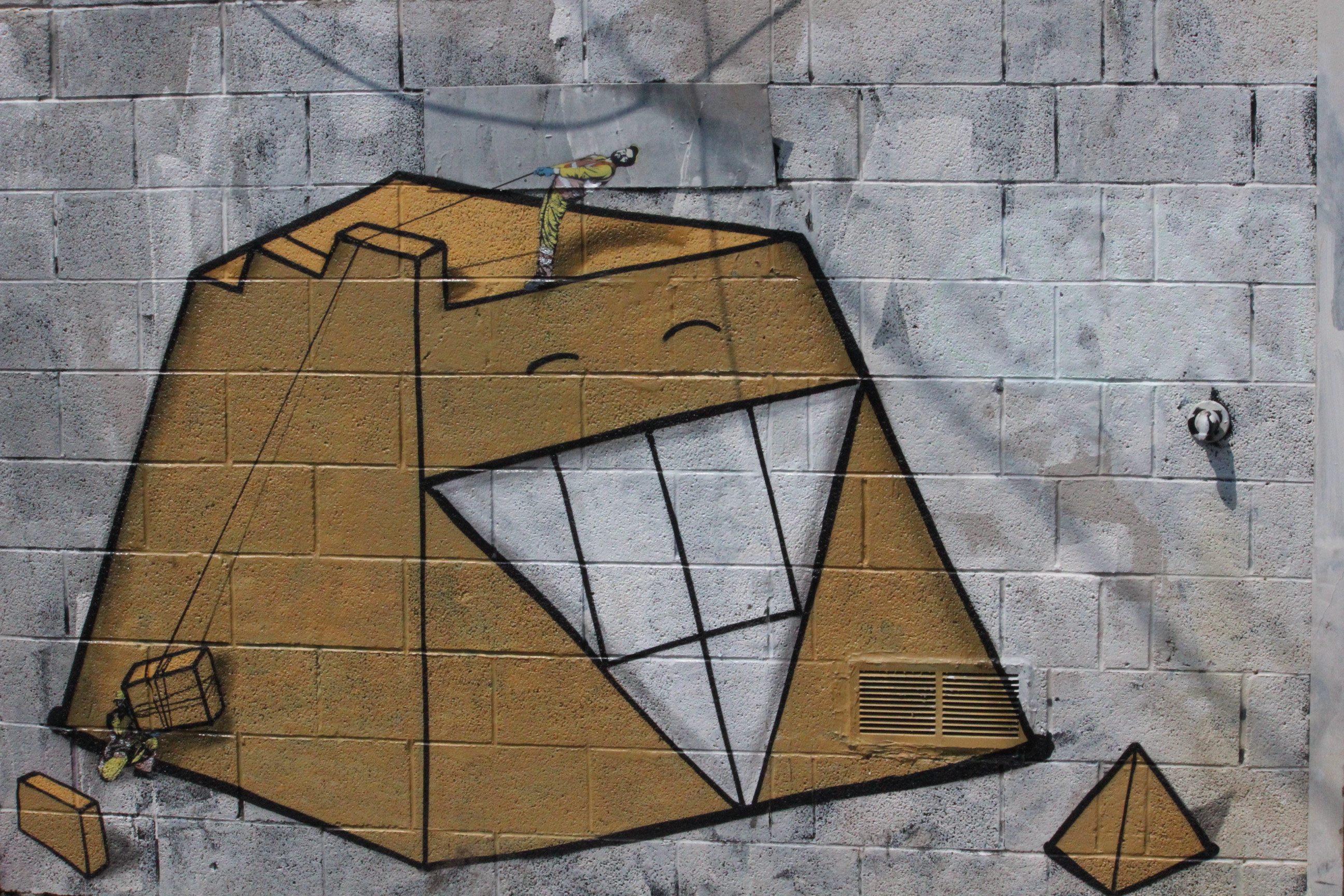 Cinder block wall on random street