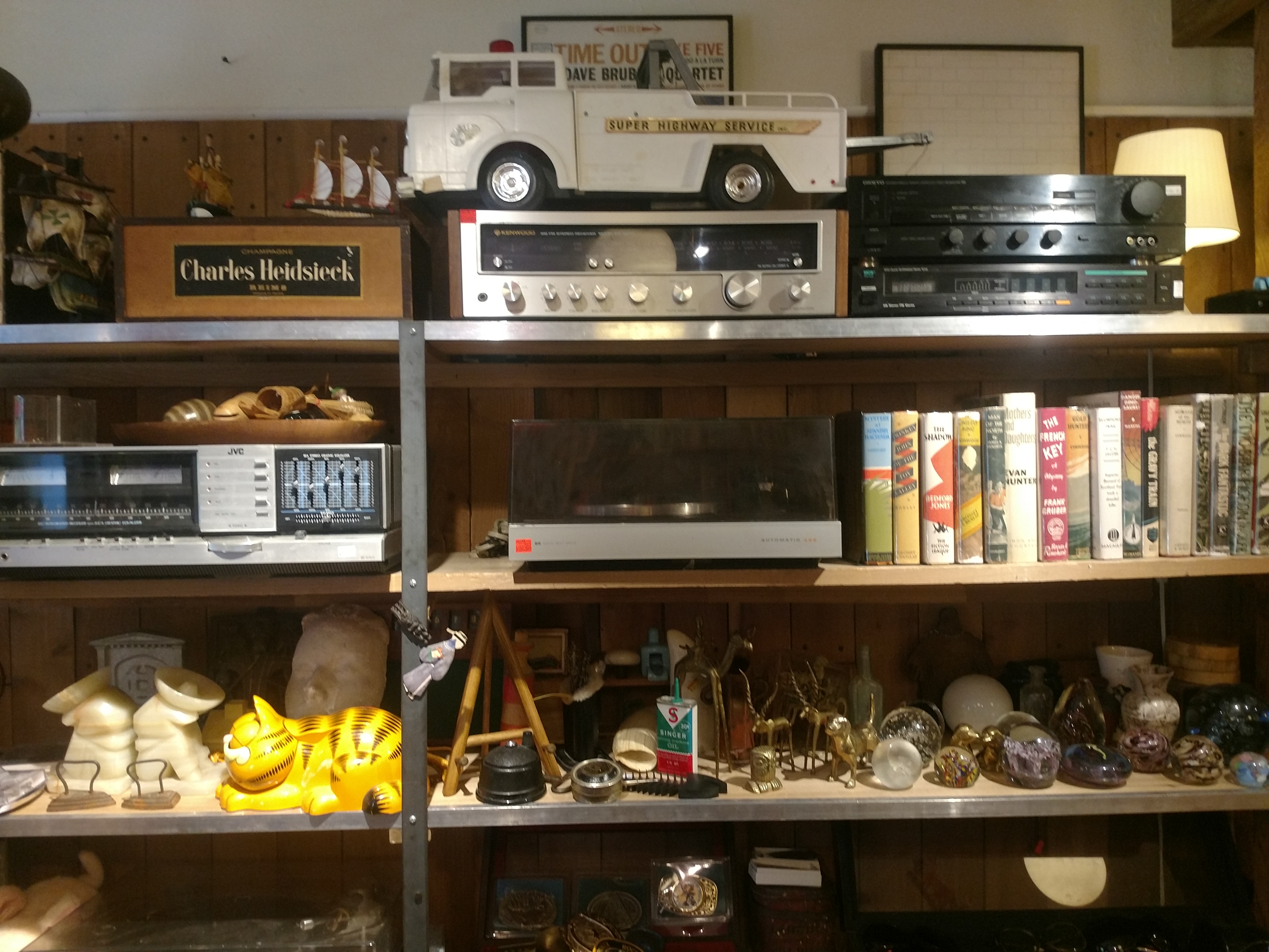 Thrift shop shelves